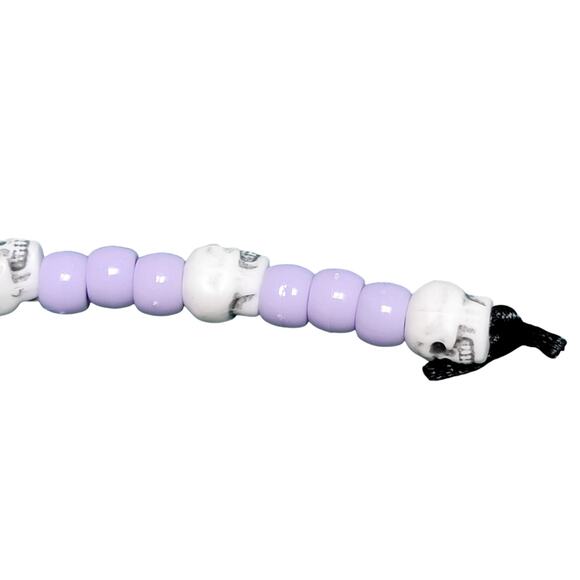 Skull Keychain Lavender Purple White Whimsygoth Goth Gothic Halloween Handmade - Picture 2 of 4